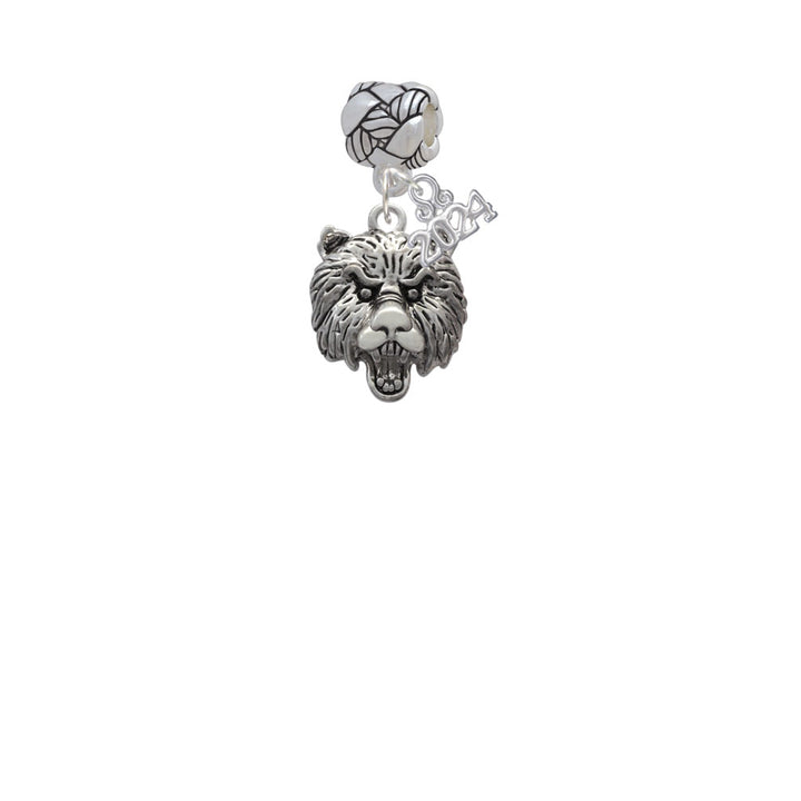 Delight Jewelry Silvertone Large Bear - Mascot Woven Rope Charm Bead Dangle with Year 2024 Image 2