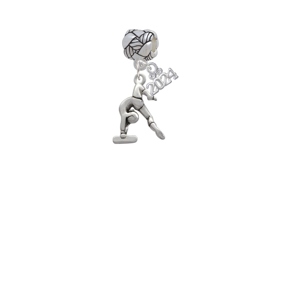 Delight Jewelry Silvertone Gymnast Balance Beam Woven Rope Charm Bead Dangle with Year 2024 Image 2