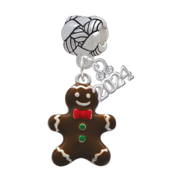Delight Jewelry Enamel Gingerbread Boy Woven Rope Charm Bead Dangle with Year 2024 Image 1