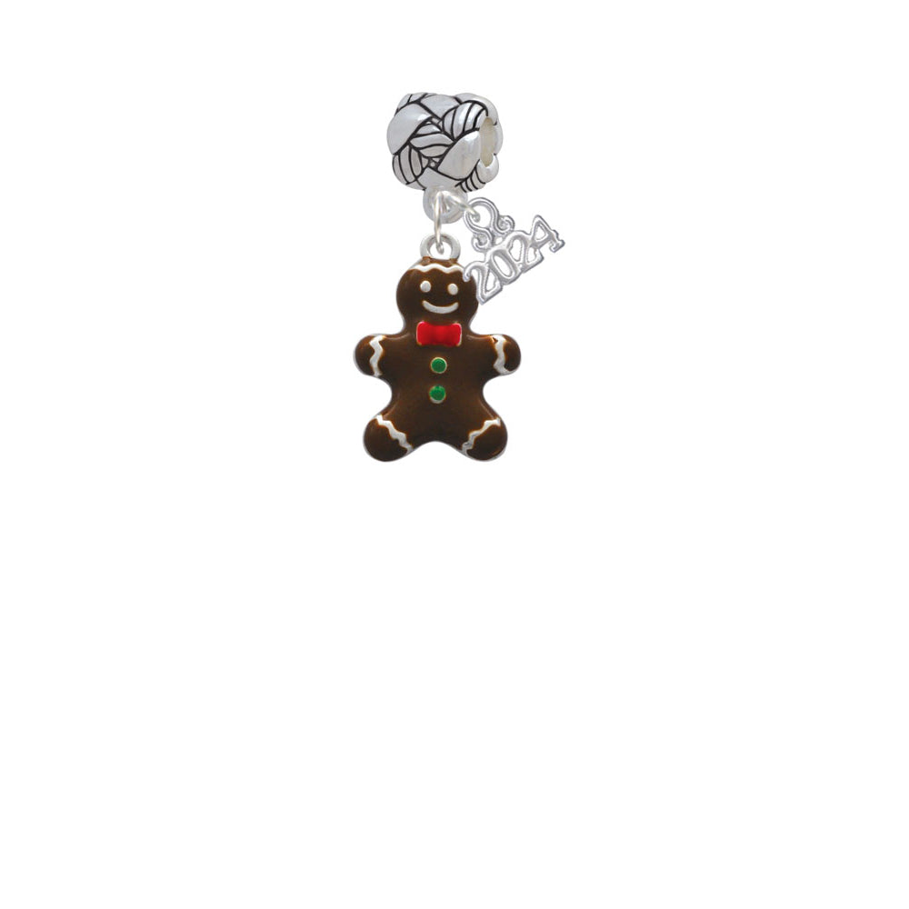 Delight Jewelry Enamel Gingerbread Boy Woven Rope Charm Bead Dangle with Year 2024 Image 2