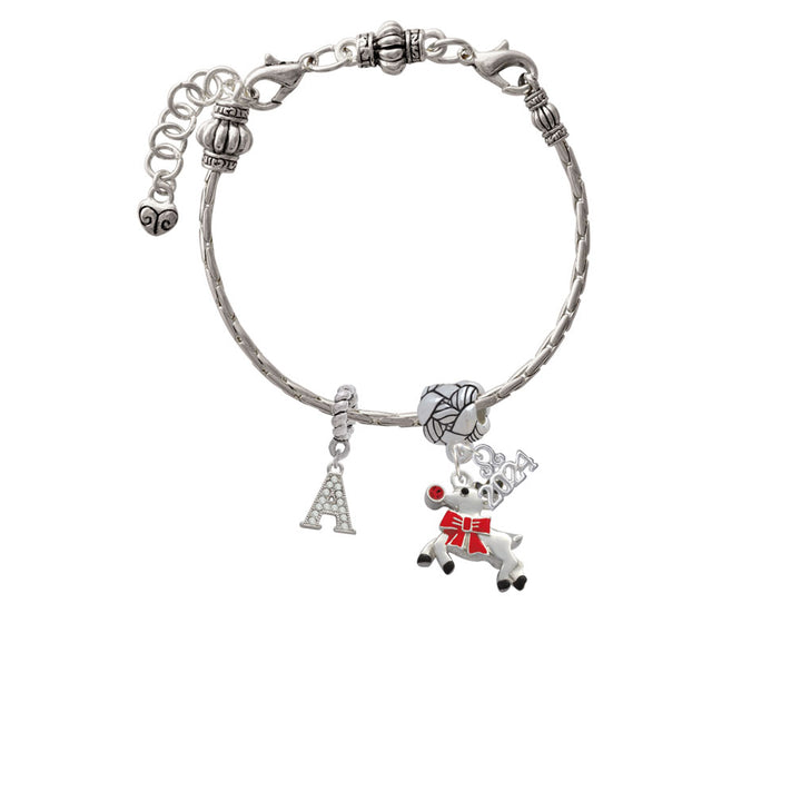 Delight Jewelry Silvertone Reindeer with Red Crystal Woven Rope Charm Bead Dangle with Year 2024 Image 3