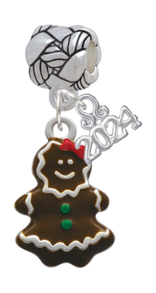 Delight Jewelry Enamel Gingerbread Girl Woven Rope Charm Bead Dangle with Year 2024 Image 1
