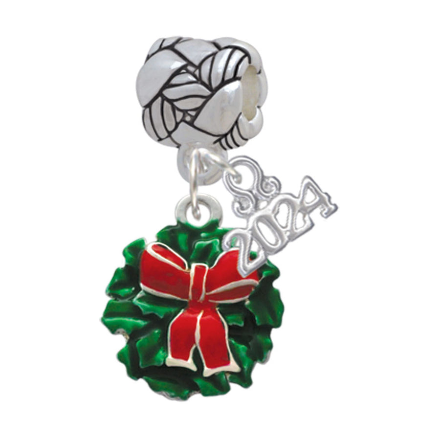 Delight Jewelry Enamel Wreath with Bow Woven Rope Charm Bead Dangle with Year 2024 Image 1