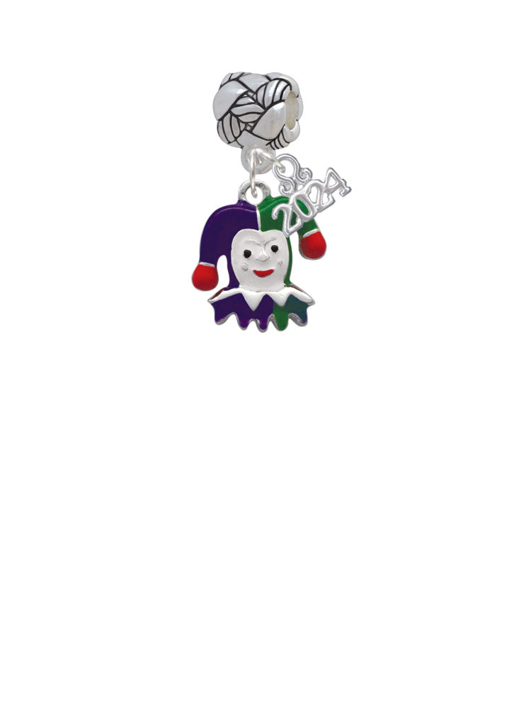 Delight Jewelry Silvertone Mardi Gras Jester Woven Rope Charm Bead Dangle with Year 2024 Image 2