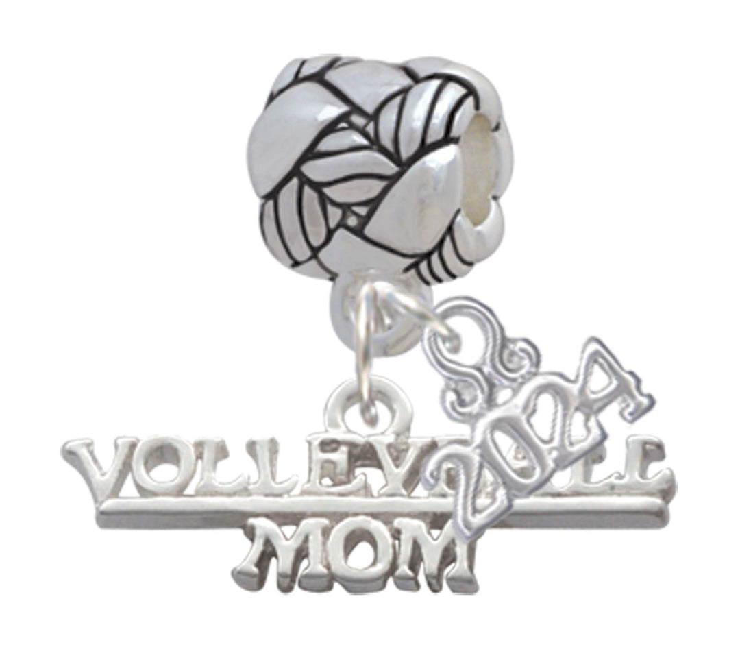 Delight Jewelry Silvertone Volleyball Mom Woven Rope Charm Bead Dangle with Year 2024 Image 1