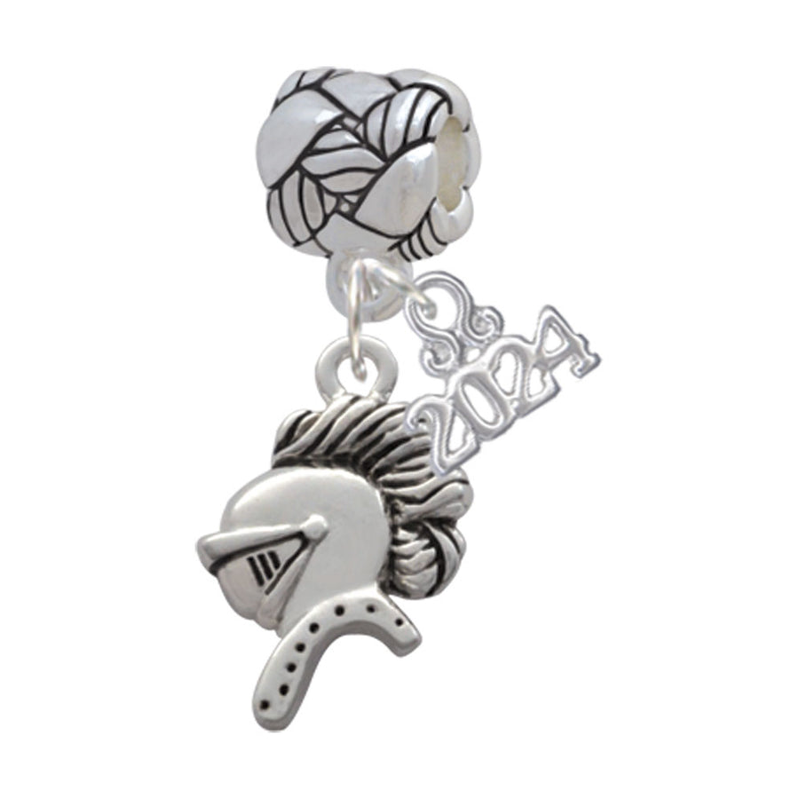 Delight Jewelry Silvertone Knight - Mascot Woven Rope Charm Bead Dangle with Year 2024 Image 1