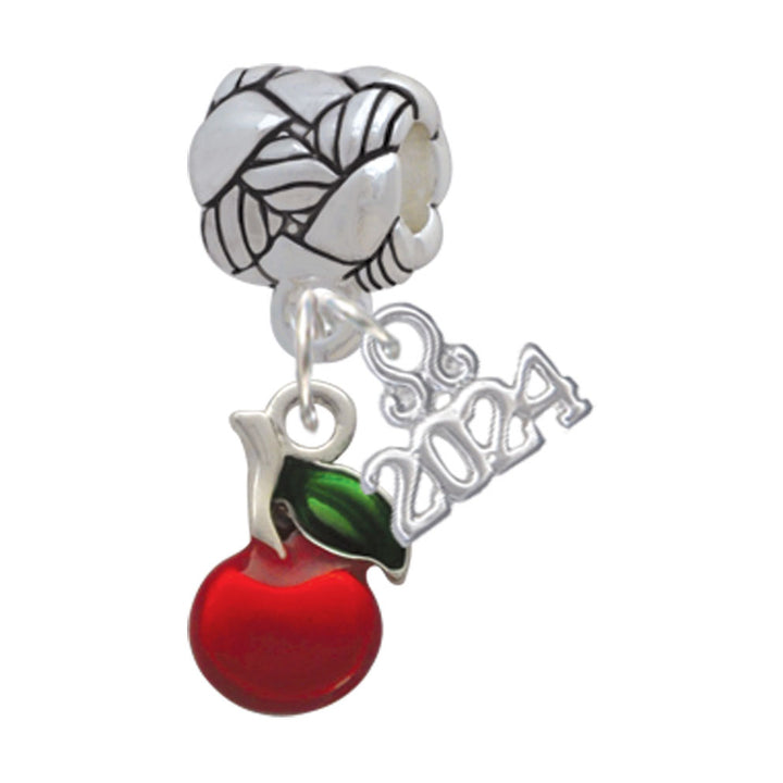 Delight Jewelry Silvertone Single Cherry Woven Rope Charm Bead Dangle with Year 2024 Image 1