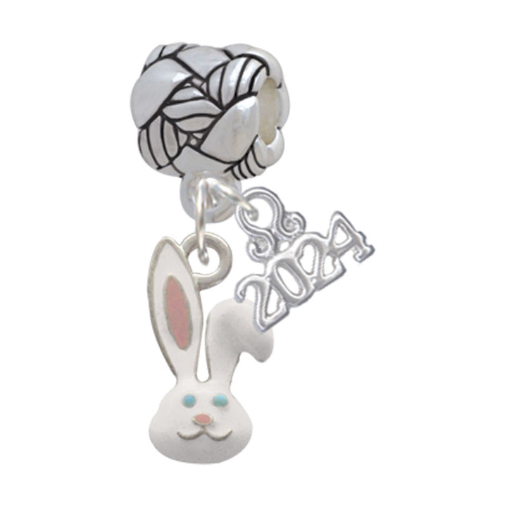 Delight Jewelry Silvertone Bunny Face Woven Rope Charm Bead Dangle with Year 2024 Image 1