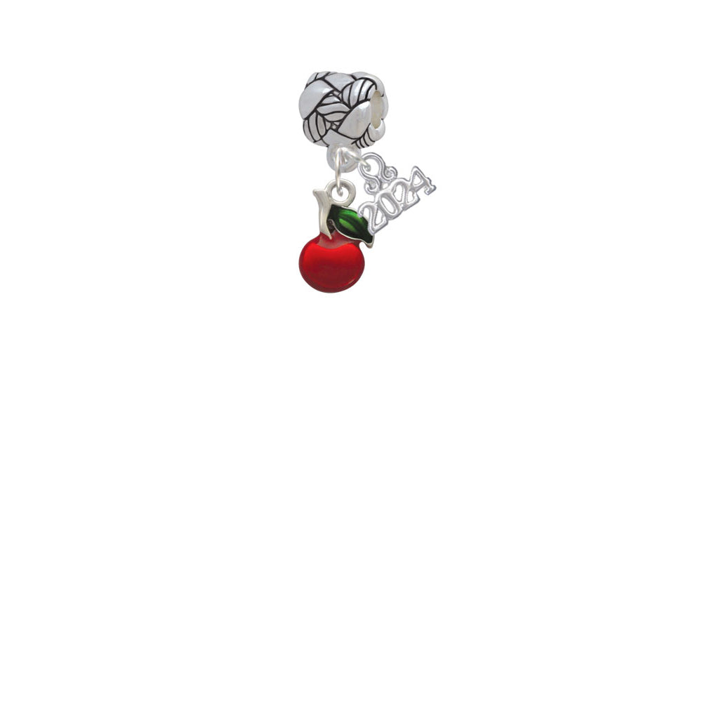 Delight Jewelry Silvertone Single Cherry Woven Rope Charm Bead Dangle with Year 2024 Image 2