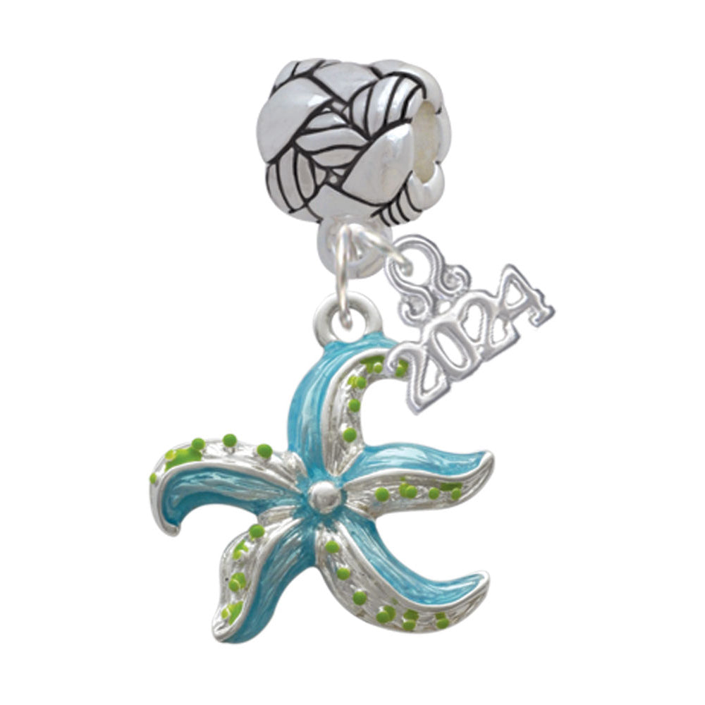 Delight Jewelry Silvertone Hot Blue Starfish - Woven Rope Charm Bead Dangle with Year 2024 Image 1