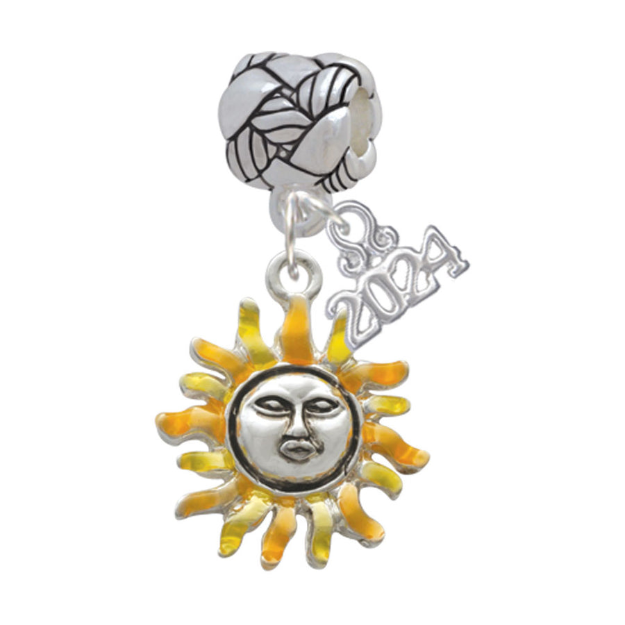 Delight Jewelry Silvertone Enamel Sun Woven Rope Charm Bead Dangle with Year 2024 Image 1