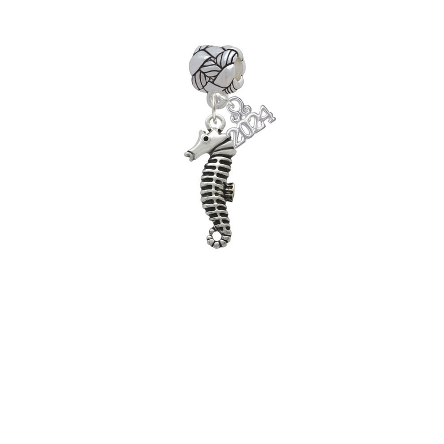 Delight Jewelry Silvertone Antiqued Seahorse Woven Rope Charm Bead Dangle with Year 2024 Image 1