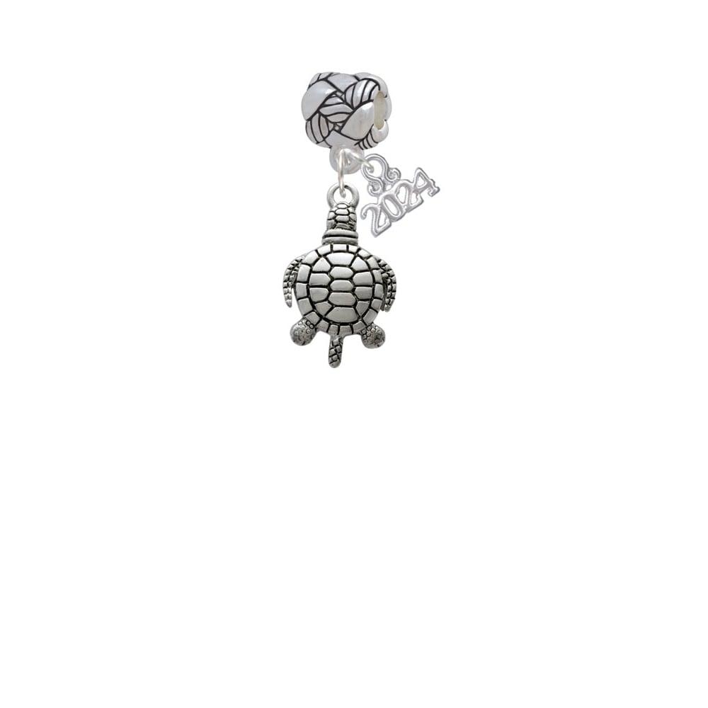 Delight Jewelry Silvertone Antiqued Sea Turtle Woven Rope Charm Bead Dangle with Year 2024 Image 2