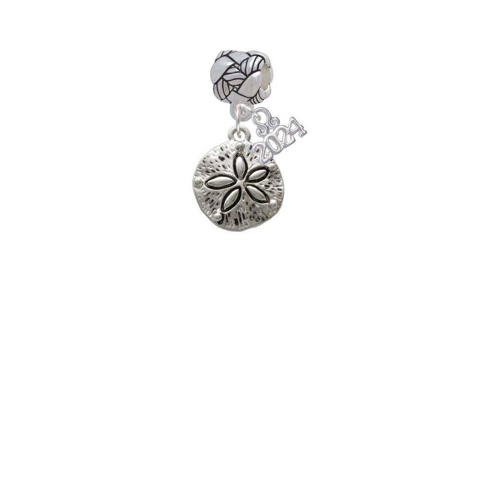 Delight Jewelry Silvertone Antiqued Sand Dollar Woven Rope Charm Bead Dangle with Year 2024 Image 2