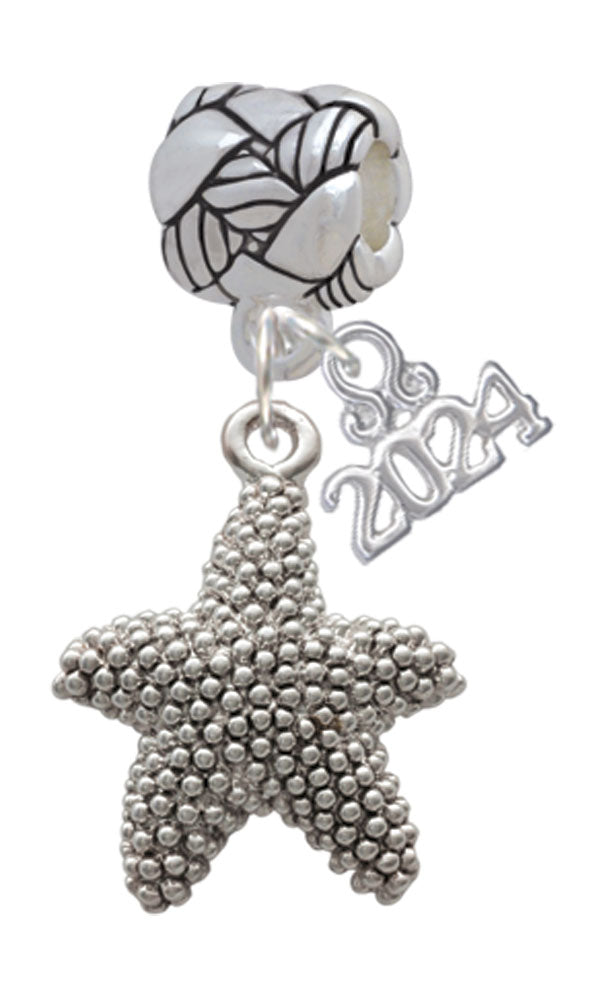 Delight Jewelry Silvertone Antiqued Starfish Woven Rope Charm Bead Dangle with Year 2024 Image 1