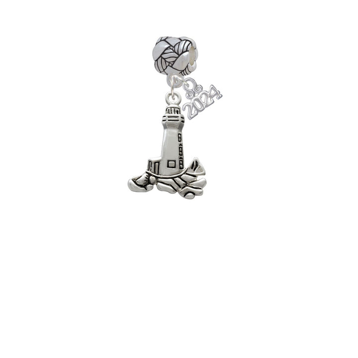 Delight Jewelry Silvertone Antiqued Lighthouse Woven Rope Charm Bead Dangle with Year 2024 Image 2