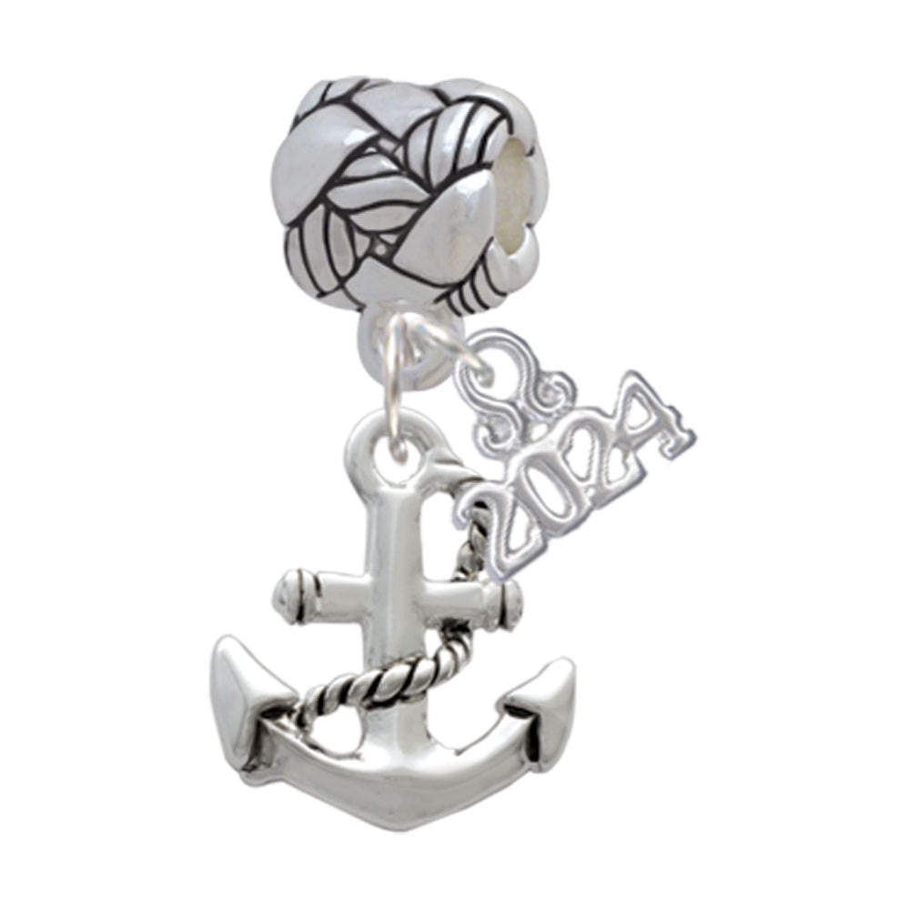 Delight Jewelry Silvertone Antiqued Anchor Woven Rope Charm Bead Dangle with Year 2024 Image 1
