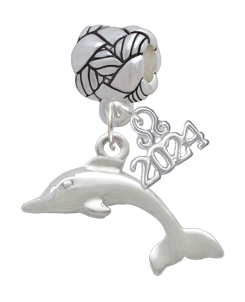 Delight Jewelry Silvertone Antiqued Dolphin Woven Rope Charm Bead Dangle with Year 2024 Image 1