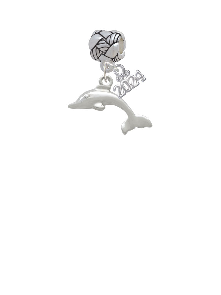 Delight Jewelry Silvertone Antiqued Dolphin Woven Rope Charm Bead Dangle with Year 2024 Image 2