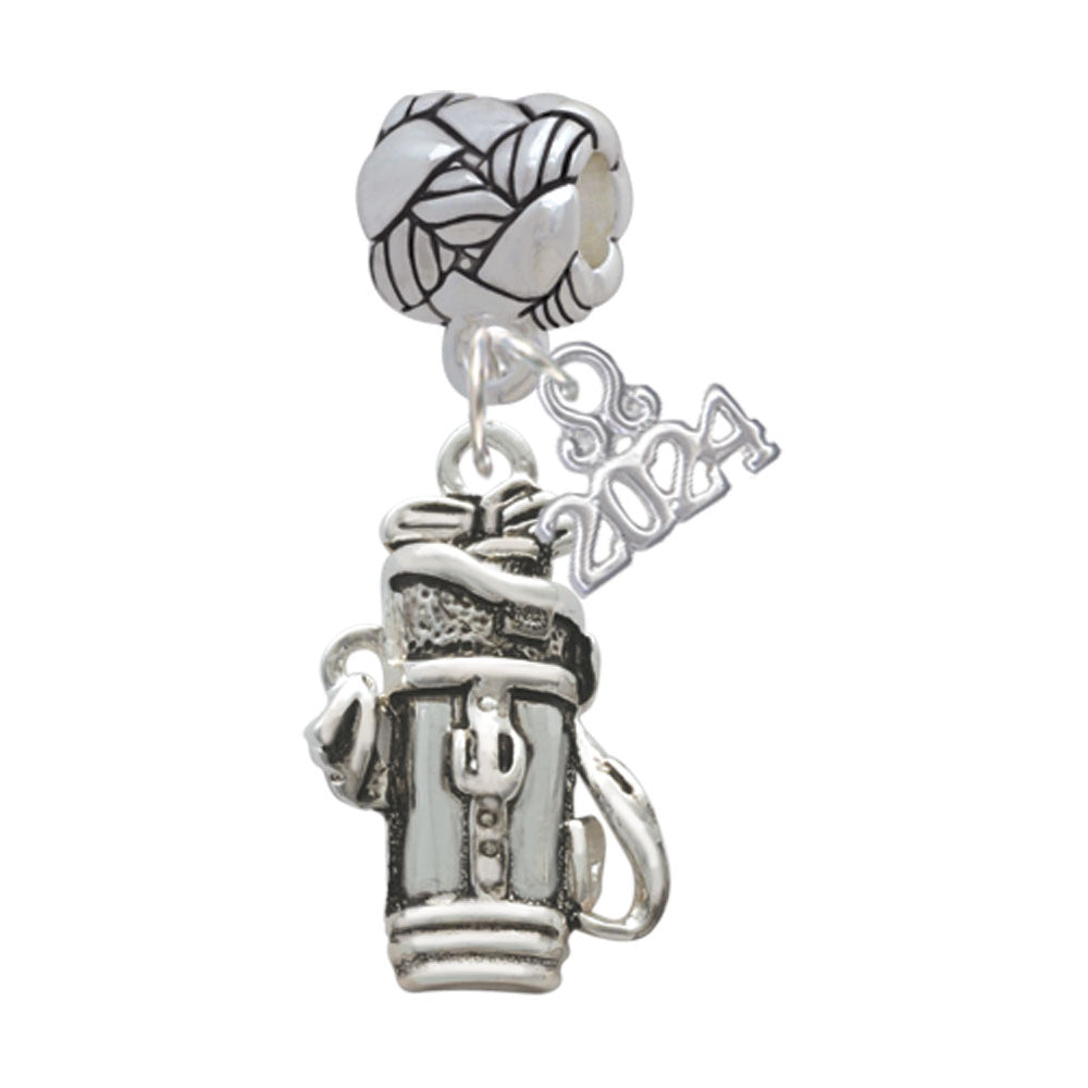 Delight Jewelry Silvertone Golf Club Bag Woven Rope Charm Bead Dangle with Year 2024 Image 1