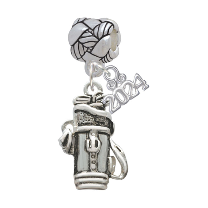 Delight Jewelry Silvertone Golf Club Bag Woven Rope Charm Bead Dangle with Year 2024 Image 1