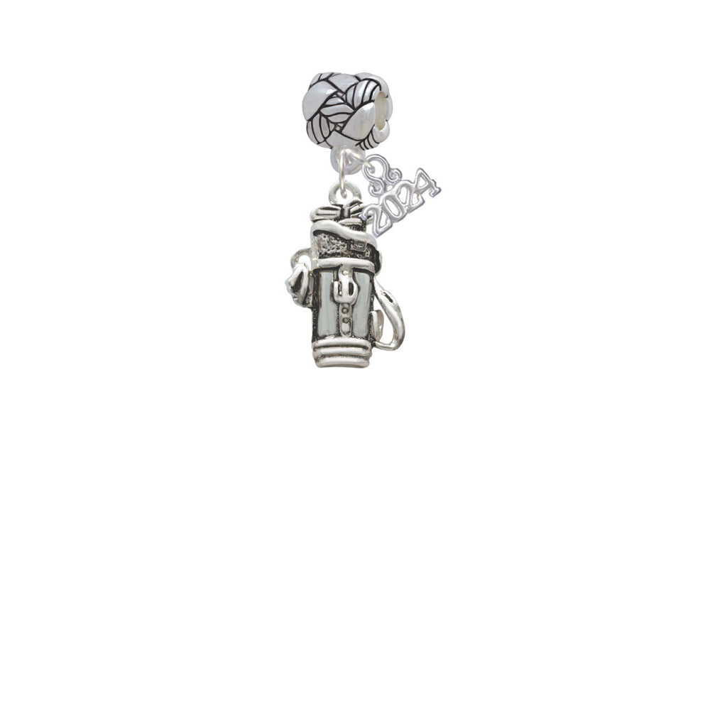Delight Jewelry Silvertone Golf Club Bag Woven Rope Charm Bead Dangle with Year 2024 Image 2