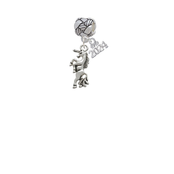 Delight Jewelry Silvertone Unicorn Woven Rope Charm Bead Dangle with Year 2024 Image 2