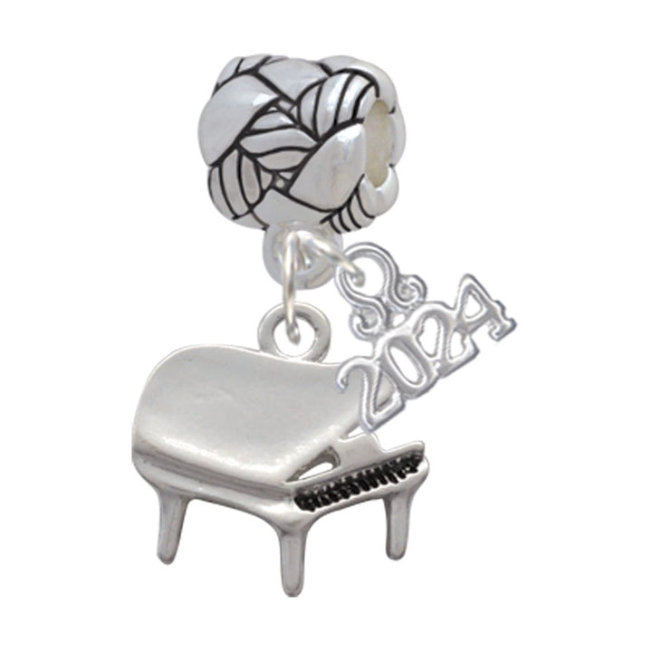Delight Jewelry Silvertone Piano Woven Rope Charm Bead Dangle with Year 2024 Image 1
