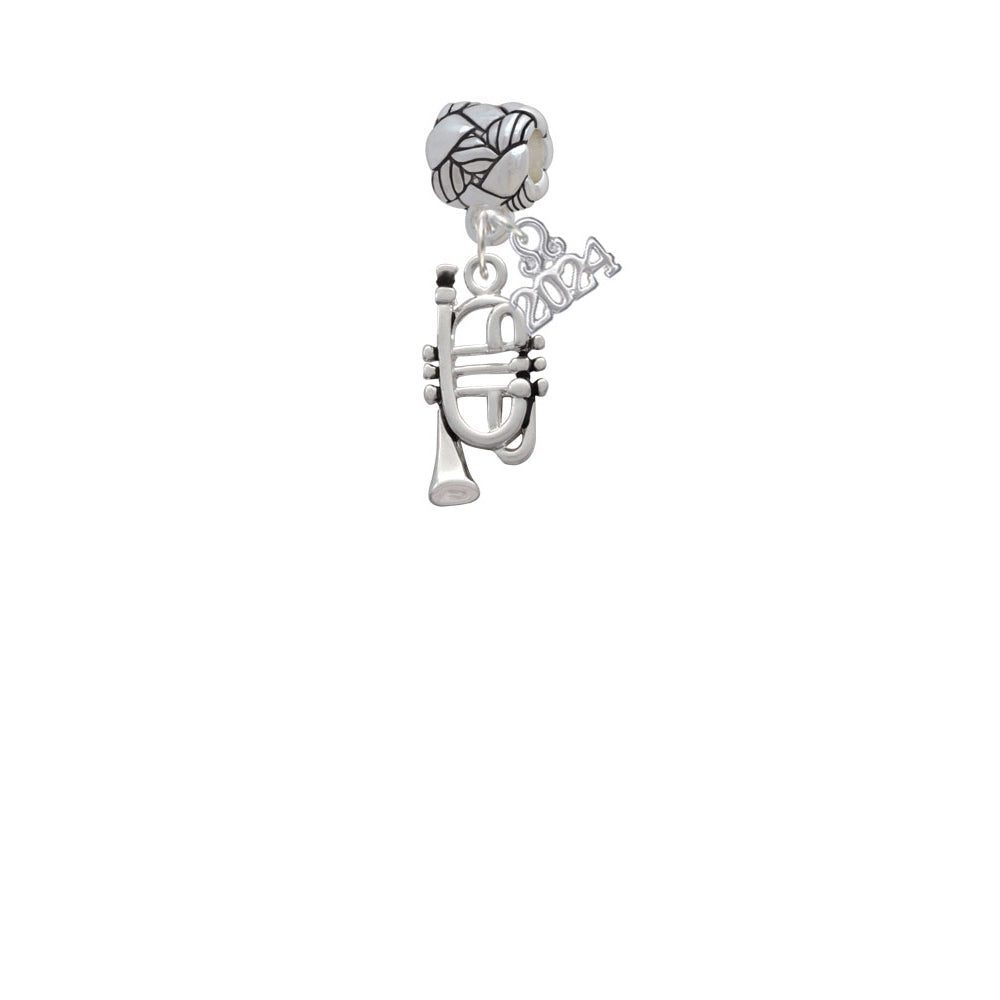 Delight Jewelry Silvertone Cornet Woven Rope Charm Bead Dangle with Year 2024 Image 1