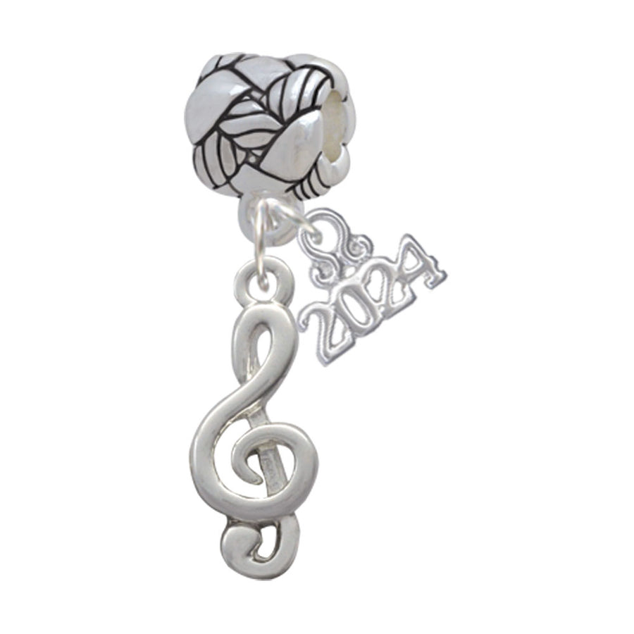 Delight Jewelry Silvertone Clef Woven Rope Charm Bead Dangle with Year 2024 Image 1