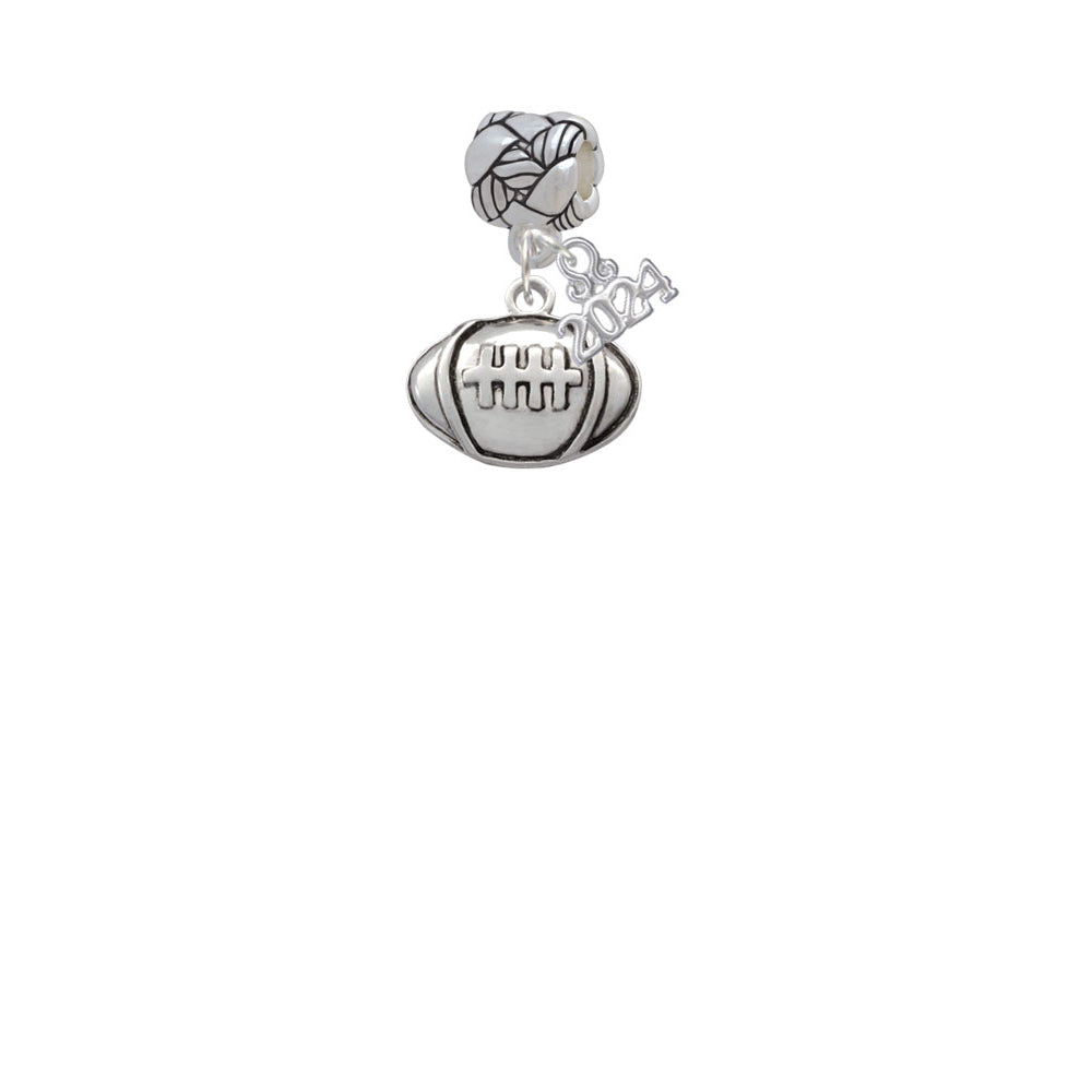 Delight Jewelry Silvertone Large Football Woven Rope Charm Bead Dangle with Year 2024 Image 2