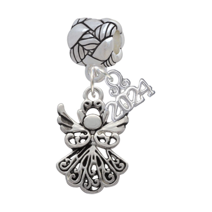 Delight Jewelry Silvertone Angel Woven Rope Charm Bead Dangle with Year 2024 Image 1