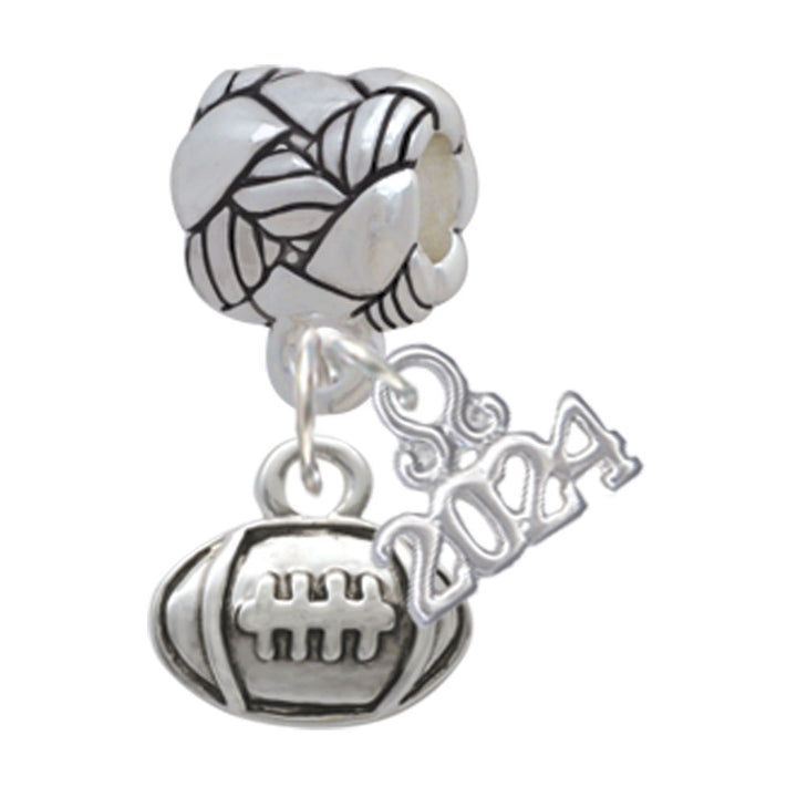 Delight Jewelry Silvertone Mini Football Woven Rope Charm Bead Dangle with Year 2024 Image 1