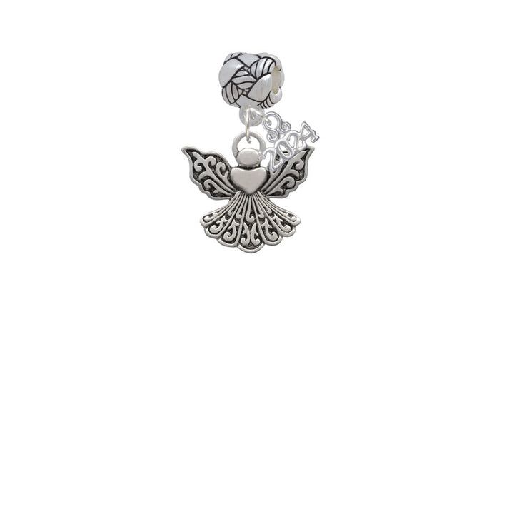 Delight Jewelry Silvertone Angel with Heart Woven Rope Charm Bead Dangle with Year 2024 Image 2