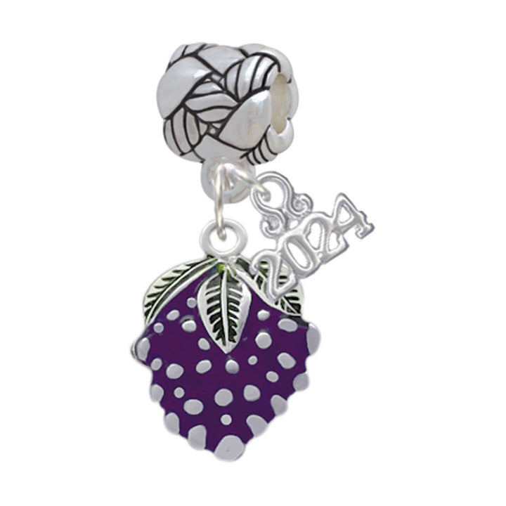 Delight Jewelry Silvertone Purple Grapes Woven Rope Charm Bead Dangle with Year 2024 Image 1