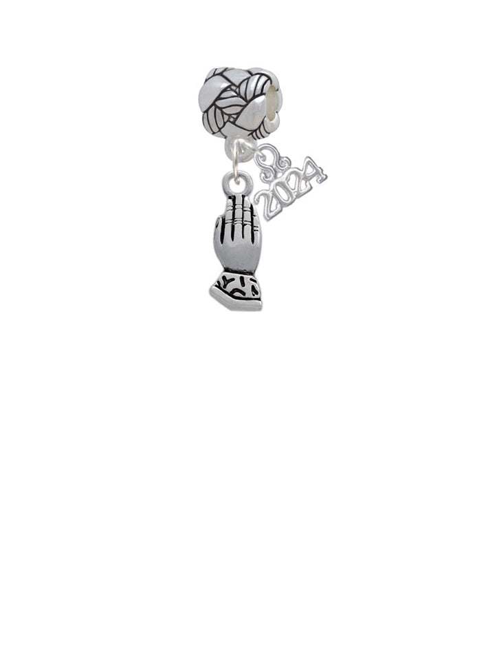 Delight Jewelry Silvertone Praying Hands Woven Rope Charm Bead Dangle with Year 2024 Image 2