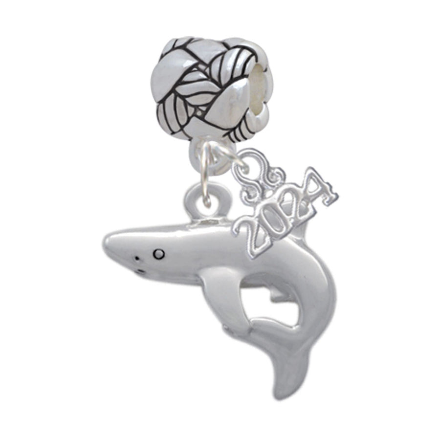 Delight Jewelry Silvertone Shark Woven Rope Charm Bead Dangle with Year 2024 Image 1
