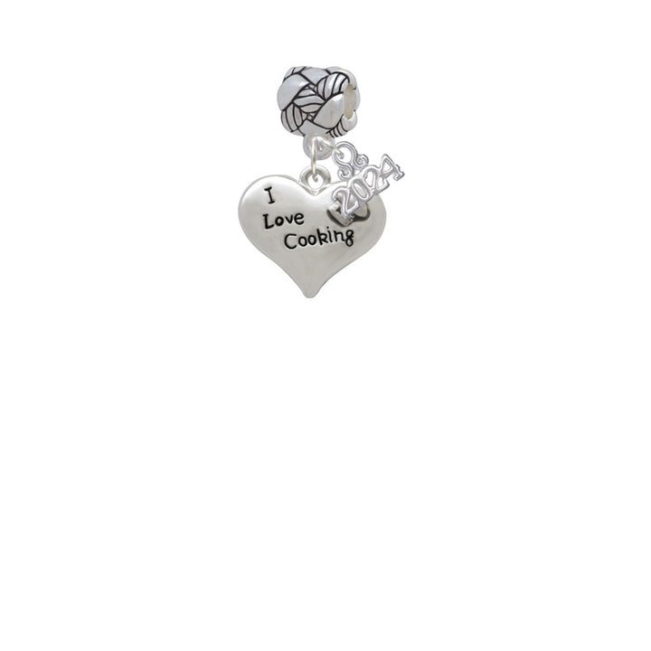 Delight Jewelry Silvertone I love Cooking Heart with Chef Hat Woven Rope Charm Bead Dangle with Year 2024 Image 2