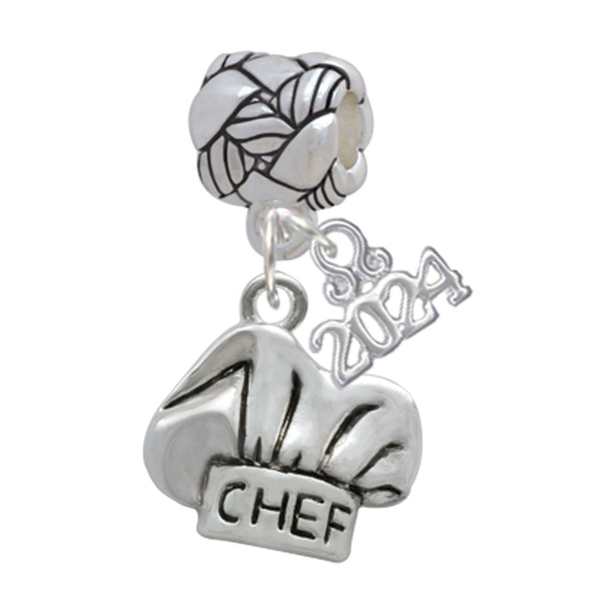 Delight Jewelry Silvertone Chef Hat Woven Rope Charm Bead Dangle with Year 2024 Image 1