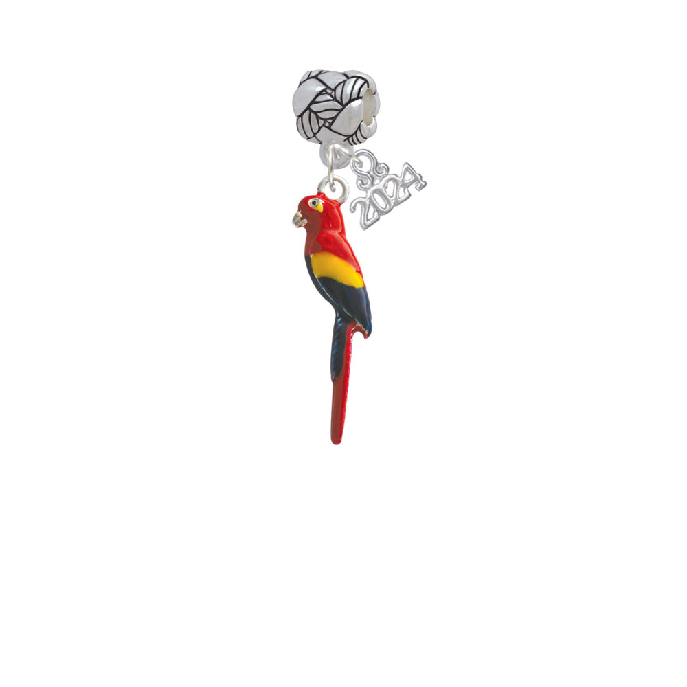 Delight Jewelry Silvertone 3-D Enamel Parrot Woven Rope Charm Bead Dangle with Year 2024 Image 1