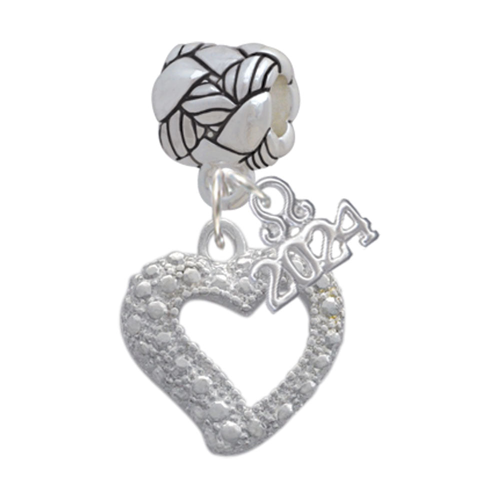 Delight Jewelry Silvertone Textured Open Heart Woven Rope Charm Bead Dangle with Year 2024 Image 1