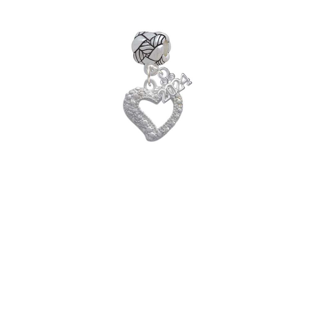 Delight Jewelry Silvertone Textured Open Heart Woven Rope Charm Bead Dangle with Year 2024 Image 2