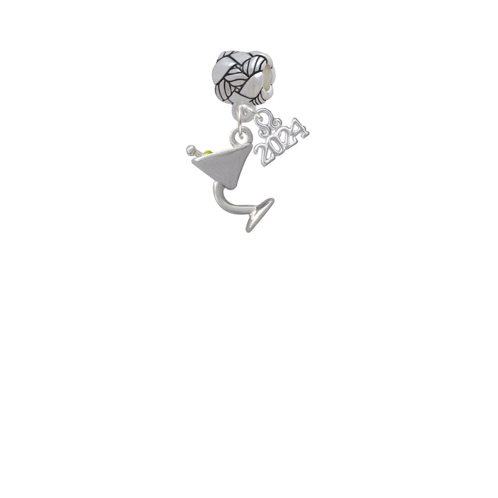 Delight Jewelry Silvertone Martini Drink with Olive Woven Rope Charm Bead Dangle with Year 2024 Image 2