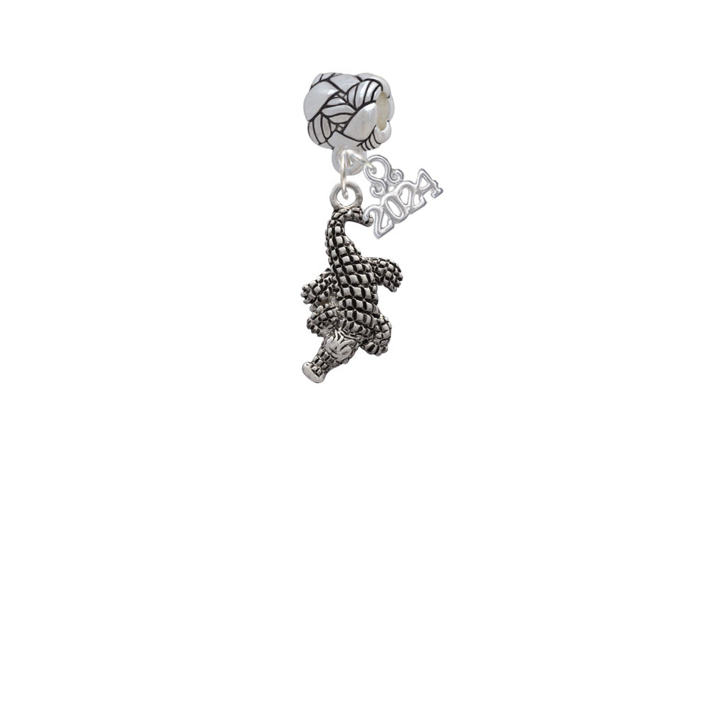Delight Jewelry Silvertone Alligator Woven Rope Charm Bead Dangle with Year 2024 Image 1