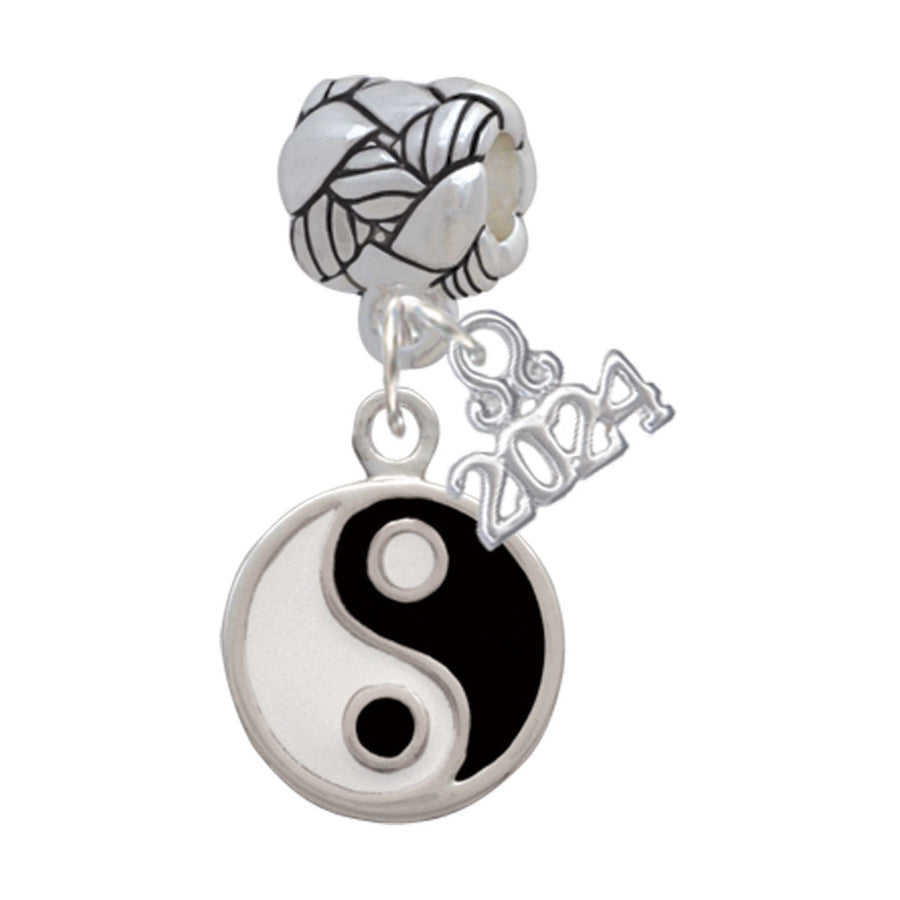 Delight Jewelry Silvertone Enamel Yin and Yang Woven Rope Charm Bead Dangle with Year 2024 Image 1