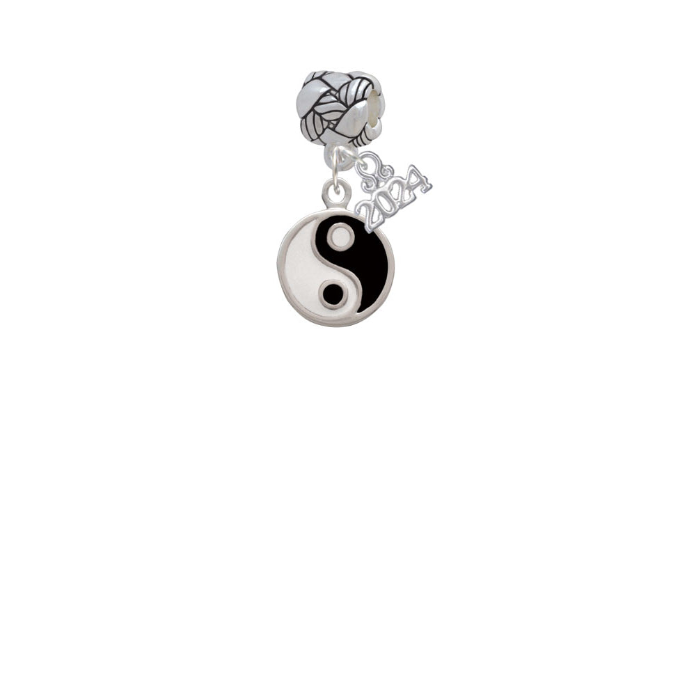 Delight Jewelry Silvertone Enamel Yin and Yang Woven Rope Charm Bead Dangle with Year 2024 Image 2