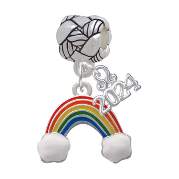 Delight Jewelry Silvertone Enamel Rainbow Woven Rope Charm Bead Dangle with Year 2024 Image 1
