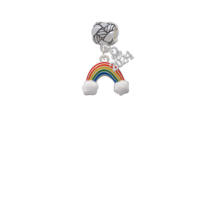 Delight Jewelry Silvertone Enamel Rainbow Woven Rope Charm Bead Dangle with Year 2024 Image 2