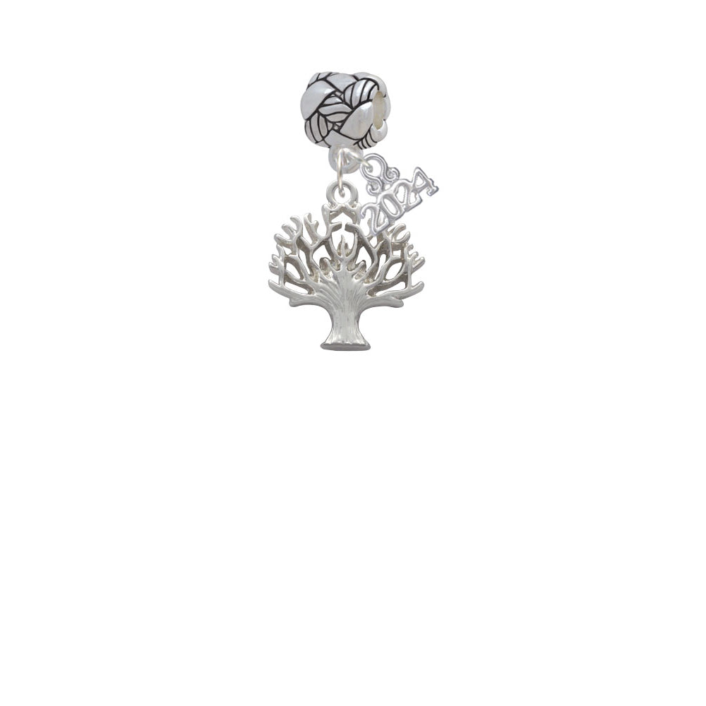 Delight Jewelry Silvertone Tree of Life Woven Rope Charm Bead Dangle with Year 2024 Image 2