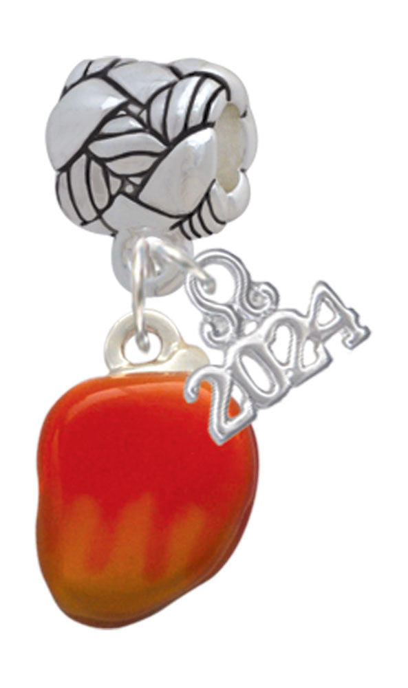 Delight Jewelry Silvertone 3-D Enamel Mango Woven Rope Charm Bead Dangle with Year 2024 Image 1